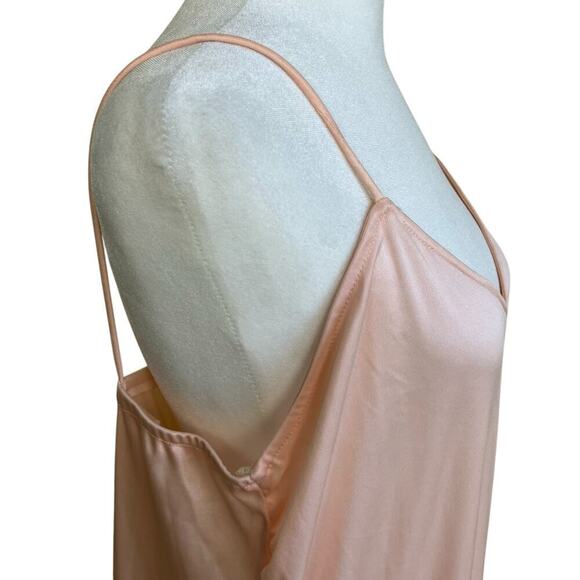 JCPenney Vintage 80s Lace Slip Dress Drop Waist Bias Cut Handkerchief Hem Peach - Picture 3 of 16